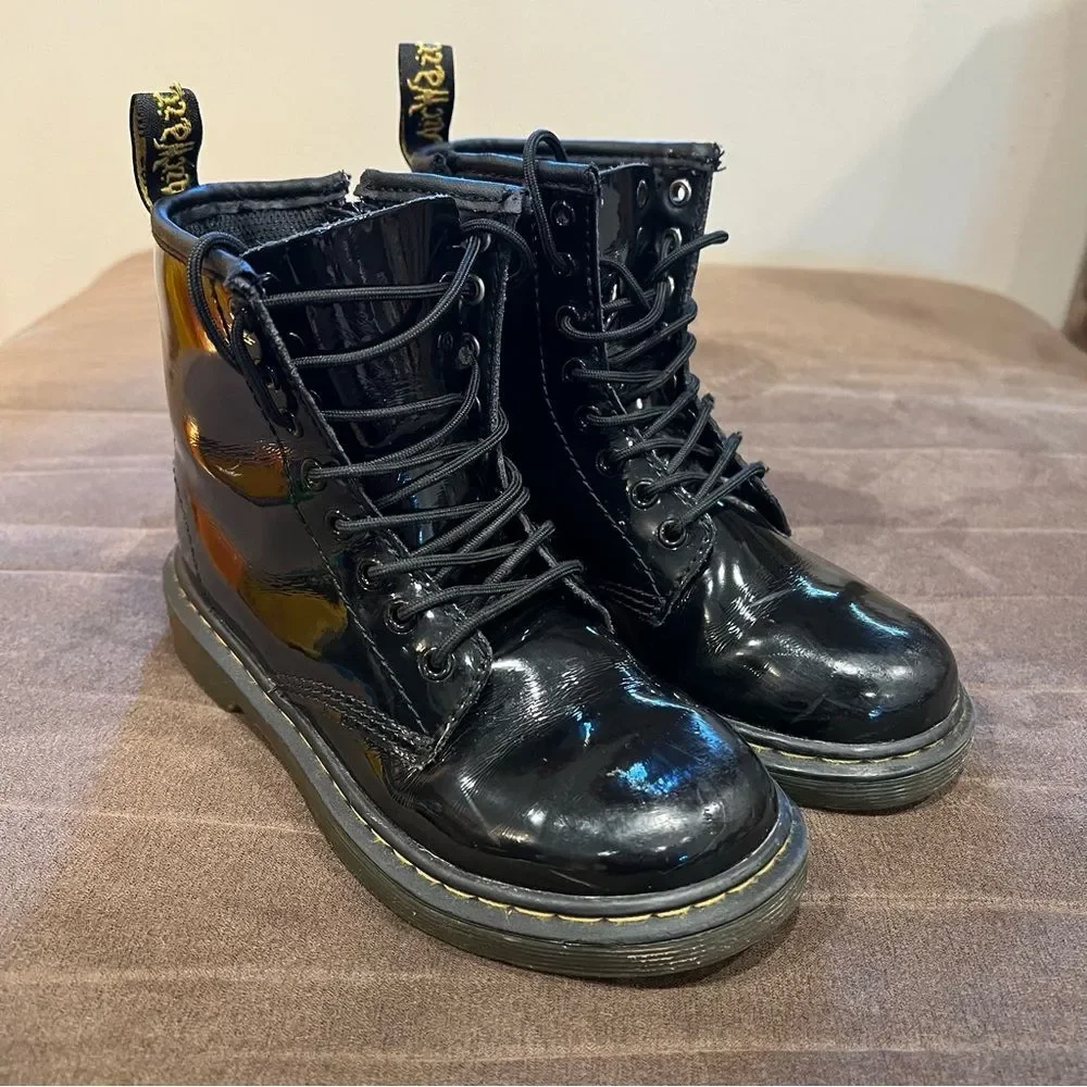 Dr. Martens Black Patent Leather Boots 1460 Size US 13c